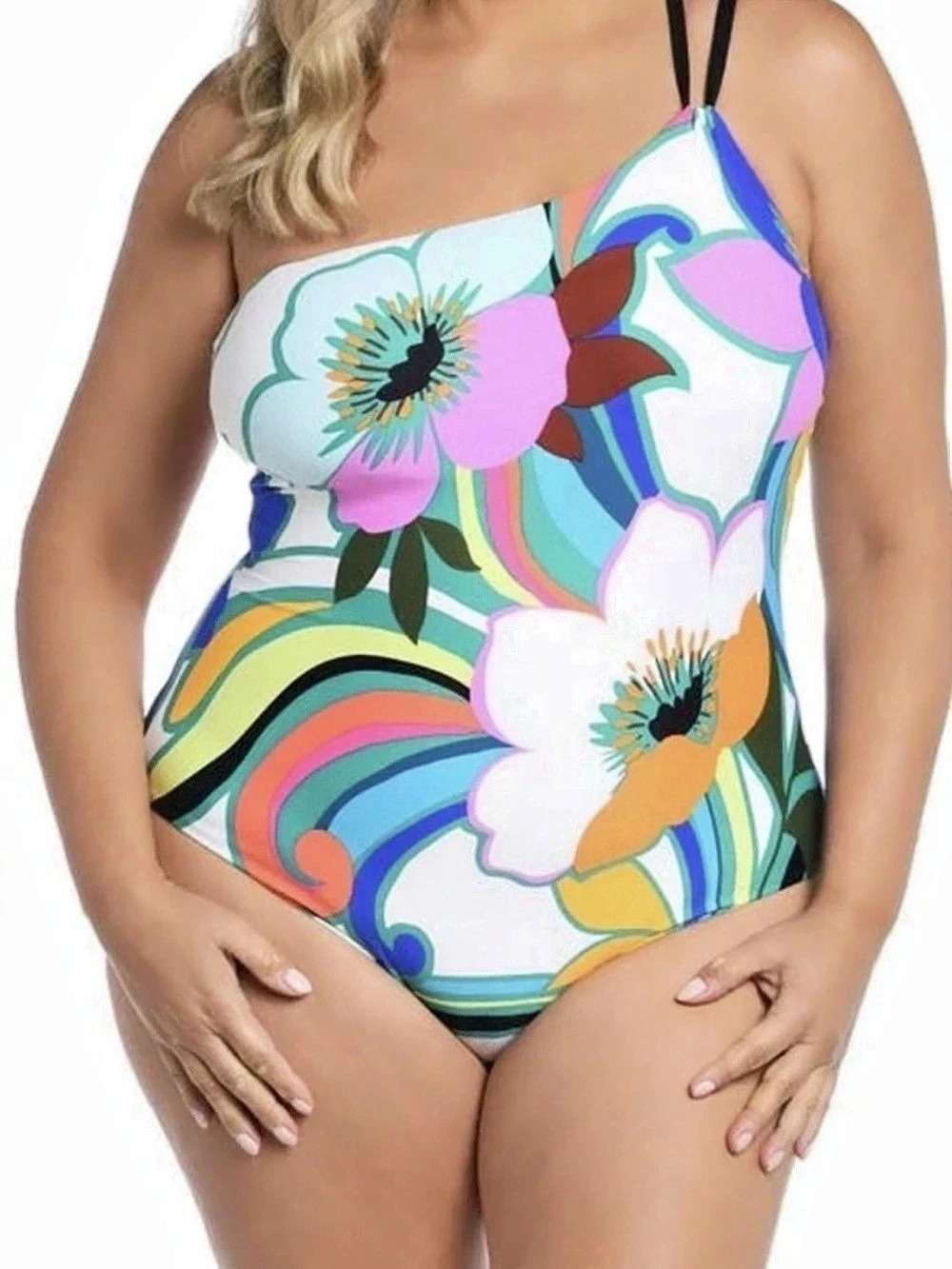LaBlanca L484A4W Floral One-Piece Swimsuit 18W NWT